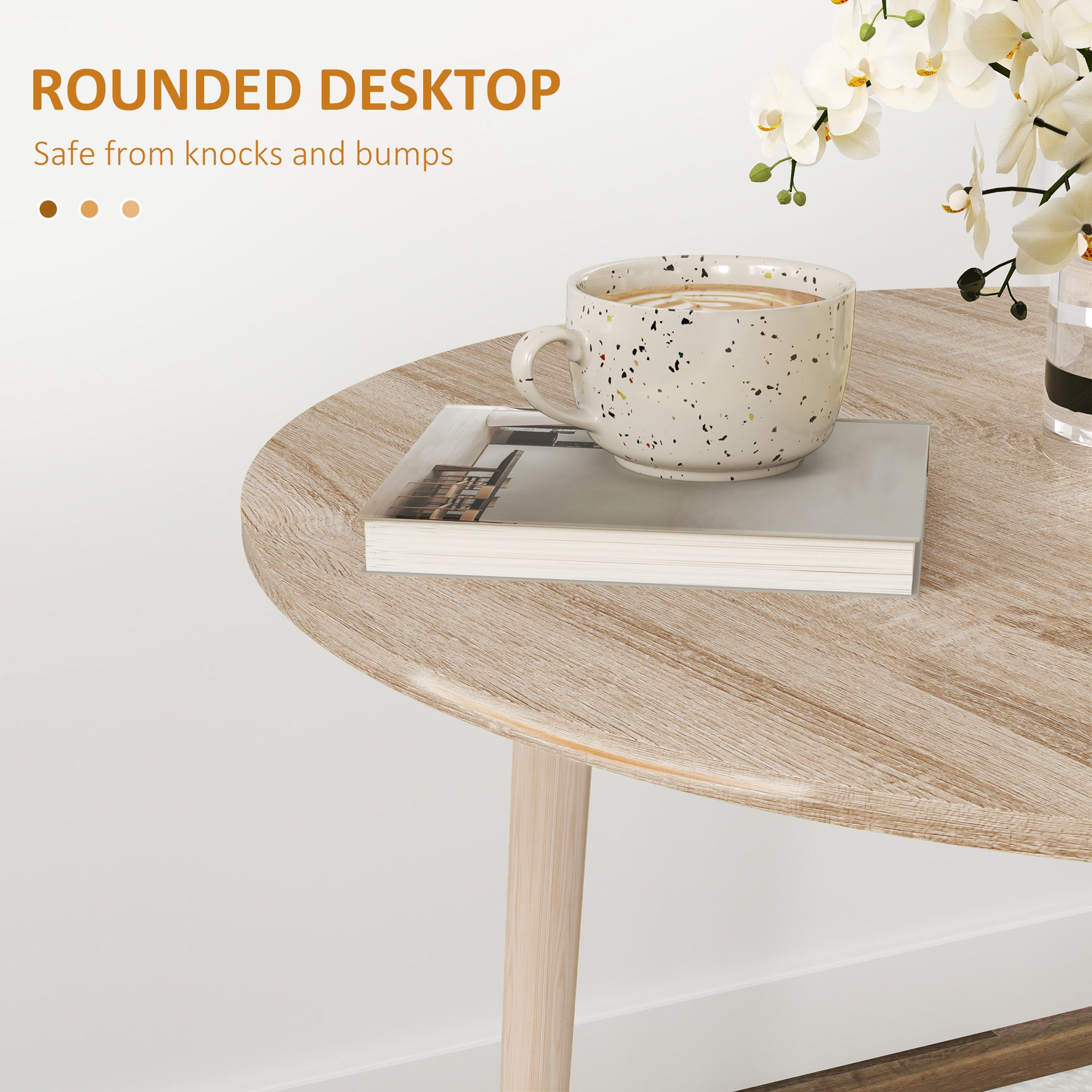 Folding Dining Table, Round Drop Leaf Kitchen Table for Small Spaces with Wood Legs, Oak Dining Tables at Gallery Canada