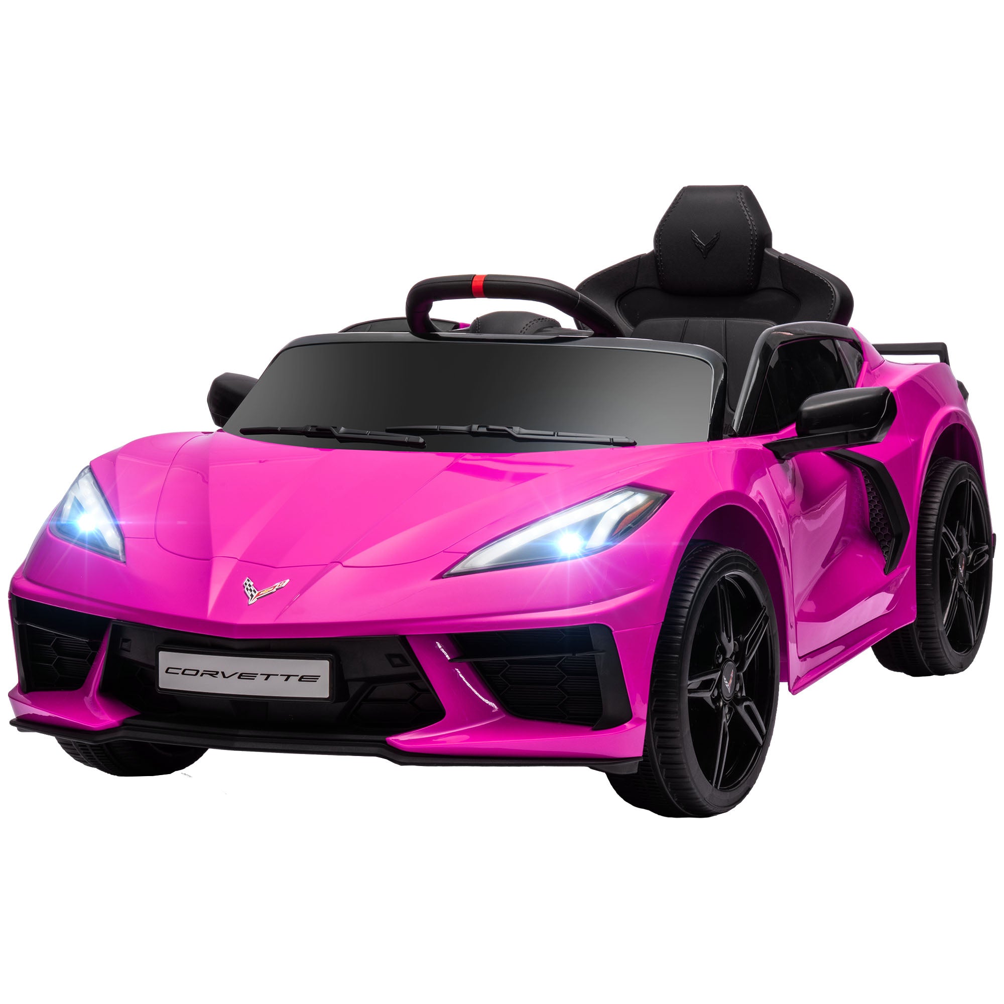 B12 Kids Electric Car Corvette Licensed w/ Remote Control, Suspension System, Music, Headlights, Slow Start, Pink Electric Toy Cars   at Gallery Canada