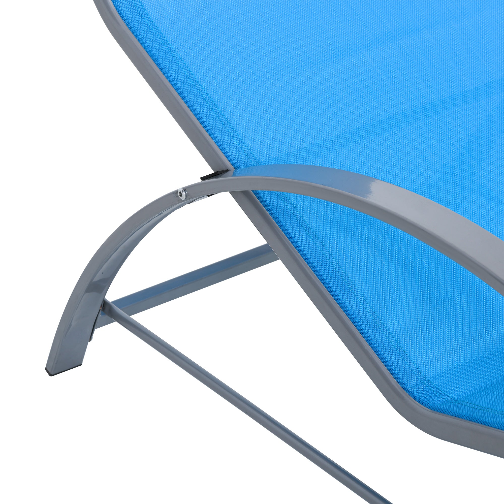 3 Pieces Patio Pool Lounge Chairs Set, Outdoor Chaise lounge with 2 S-Shaped Sunbathing Chairs and a Glass Top Table, for Yard Garden, Blue Lounger Chairs   at Gallery Canada