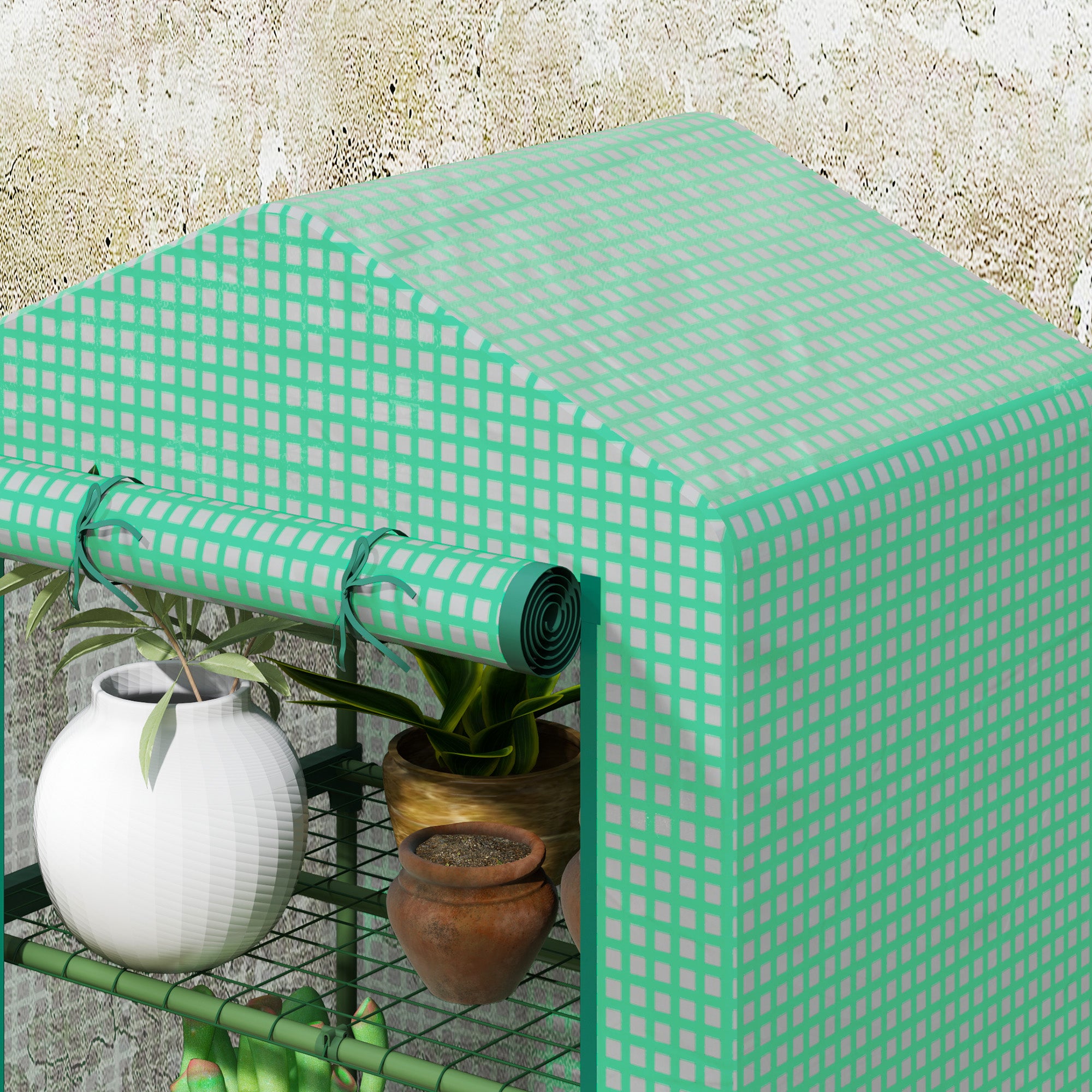 3 Tier Mini Greenhouse, Portable Flower Stand with Shelf Clips, Indoor Greenhouse with Steel Frame, Green Greenhouses at Gallery Canada