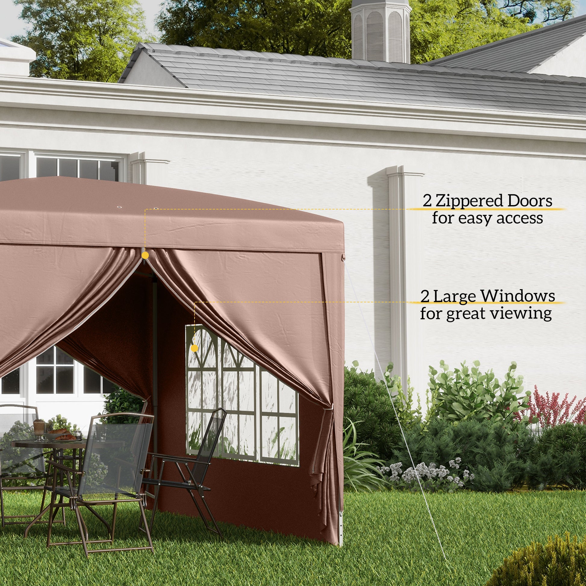 10'x10' Outdoor Pop Up Party Tent Wedding Gazebo Canopy with Carrying Bag (Coffee) Pop Up Canopies at Gallery Canada