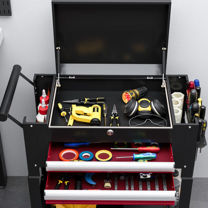 Tool Cart on Wheels Service Cart with 2 Drawers Tray Lockable Flip Top Storage for Garage Warehouse Workshop Black Tool Organizers   at Gallery Canada