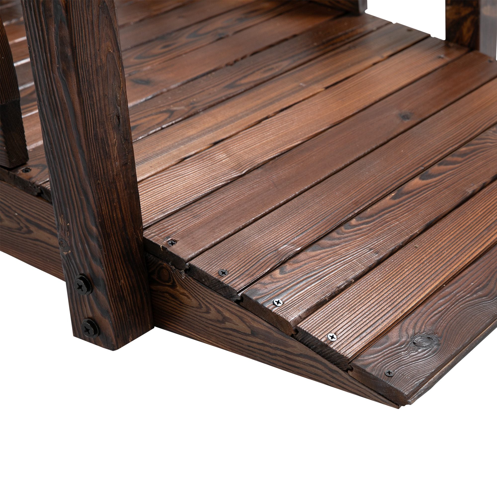 Wooden Garden Bridge, Decorative Arc Footbridge with Safety Guardrail Garden Decor at Gallery Canada