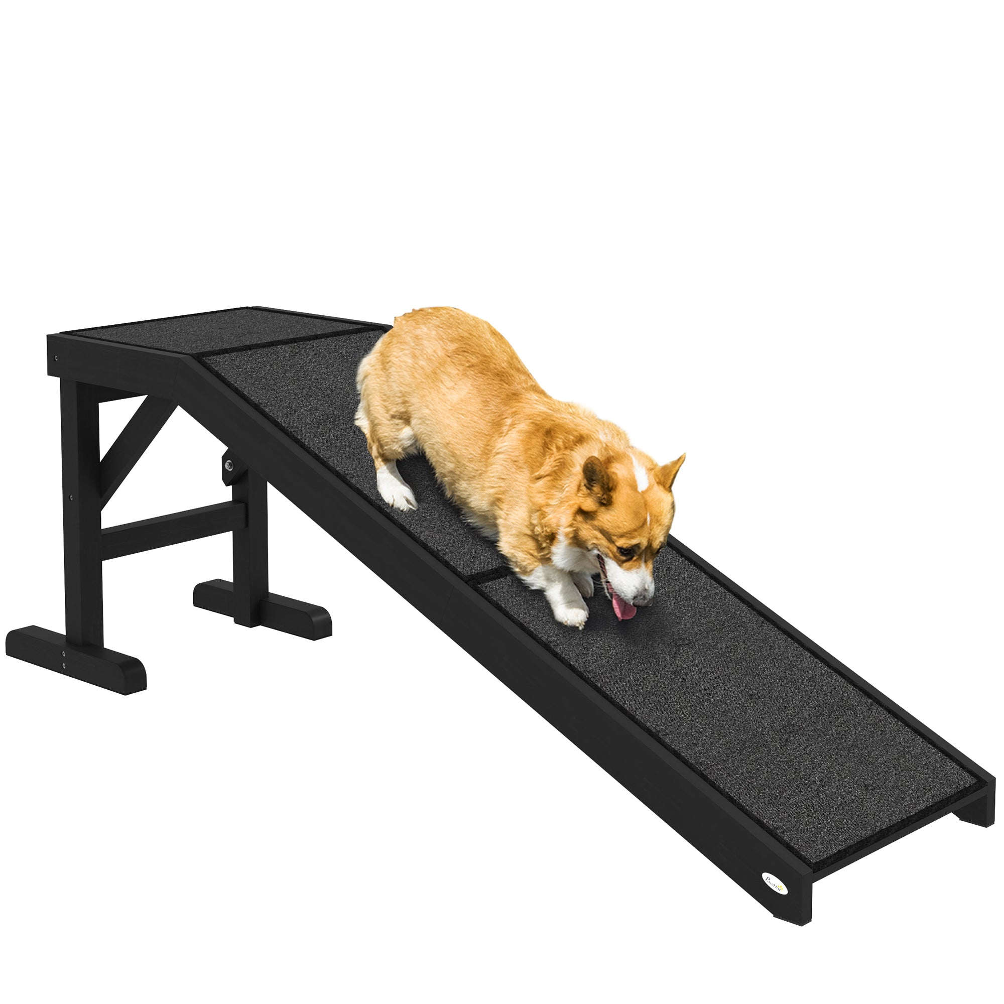 Pet Ramp Bed Steps for Dogs Cats Non-slip Carpet Top Platform Pine Wood 59