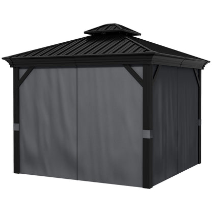 10' x 12' Outdoor Hardtop Gazebo with Galvanized Canopy &; Netting Sidewalls for Lawn, Backyard, Dark Grey Gazebos at Gallery Canada