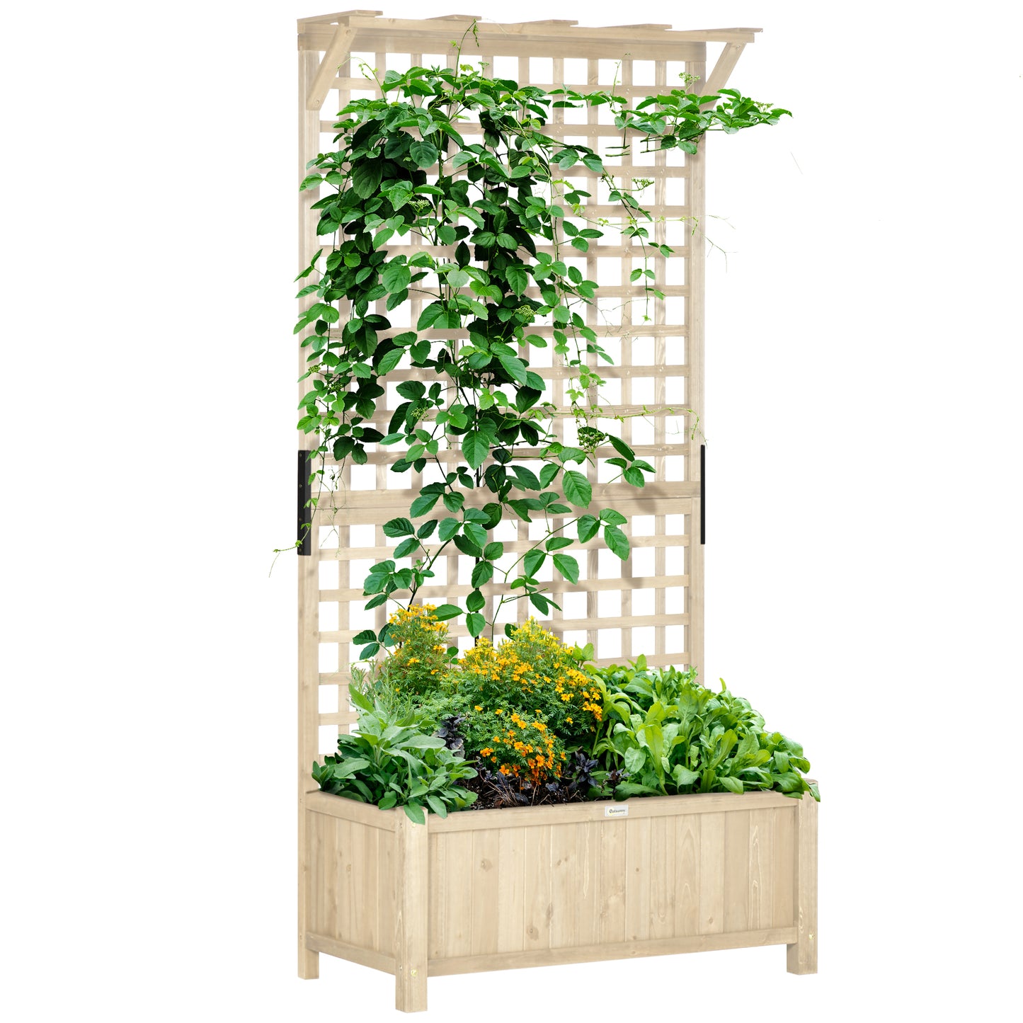 Wood Planter with Trellis for Vine Climbing, Raised Garden Bed, Privacy Screen for Backyard, Patio, Deck, Natural Wood Raised Garden Beds at Gallery Canada