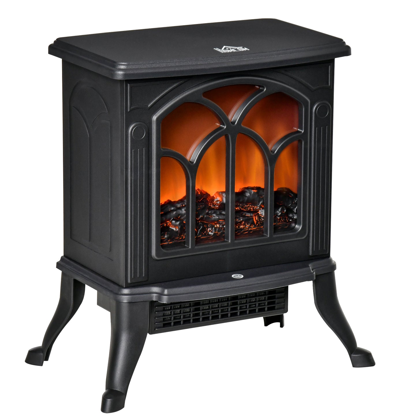 Electric Fireplace Heater, Freestanding Fireplace Stove with Realistic Flame, Overheat Protection, 750W/1500W, Black Electric Fireplaces   at Gallery Canada