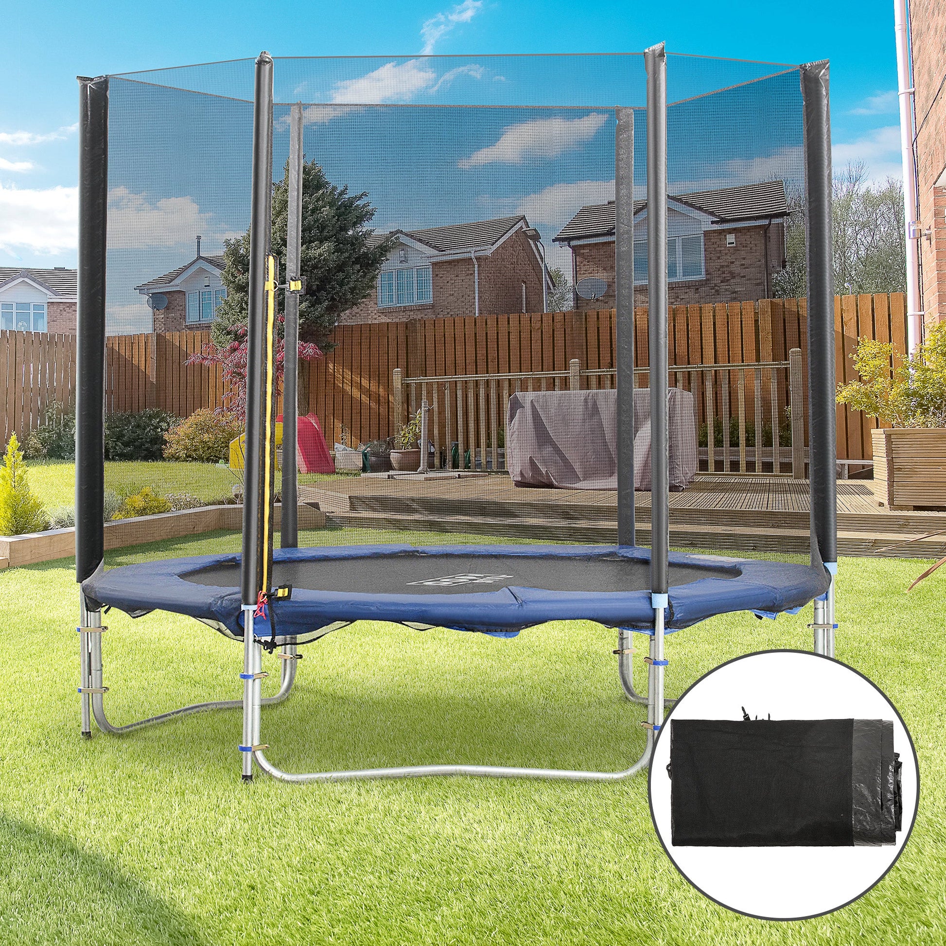 8FT Round Trampoline Enclosure Net Outdoor Bounce Safety Net Replacement for 6 Poles Black Trampolines   at Gallery Canada