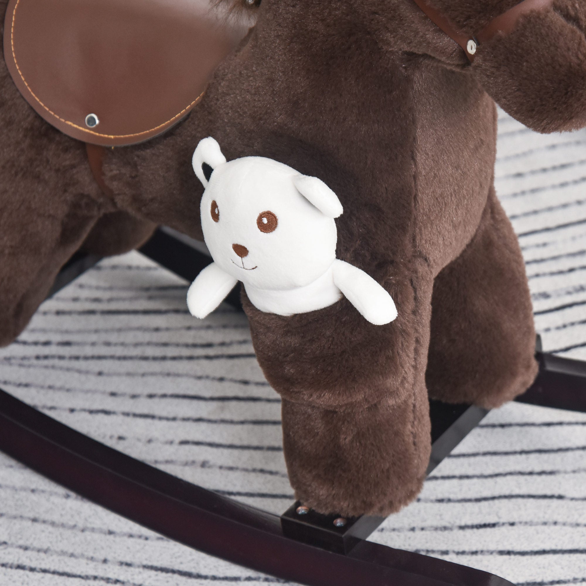 Kids Plush Ride-On Rocking Horse with Bear Toy, Children Chair with Soft Plush Toy &; Fun Realistic Sounds, Brown Rocking Horses at Gallery Canada