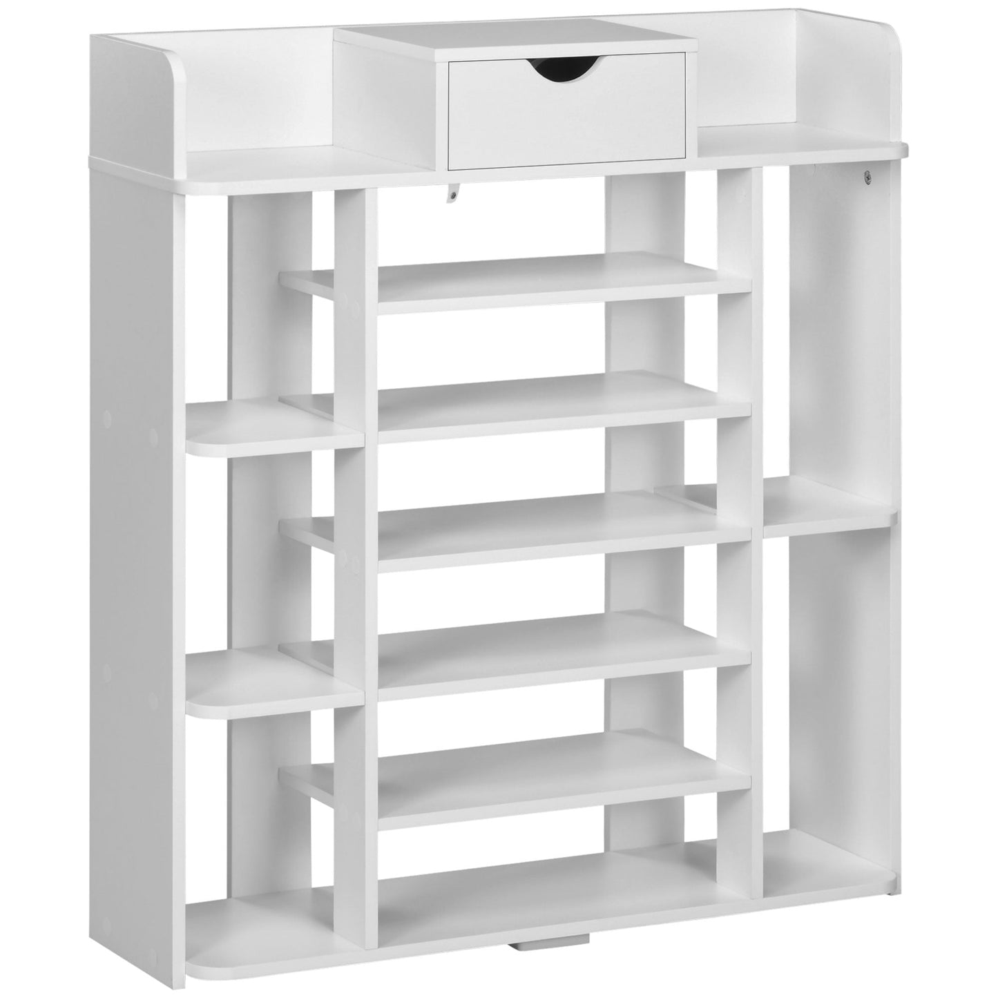 7-Tier Shoe Rack with Drawer, 11 Shelves for 17 Pairs, Space-Saving, White Shoe Storage Cabinets & Racks White  at Gallery Canada