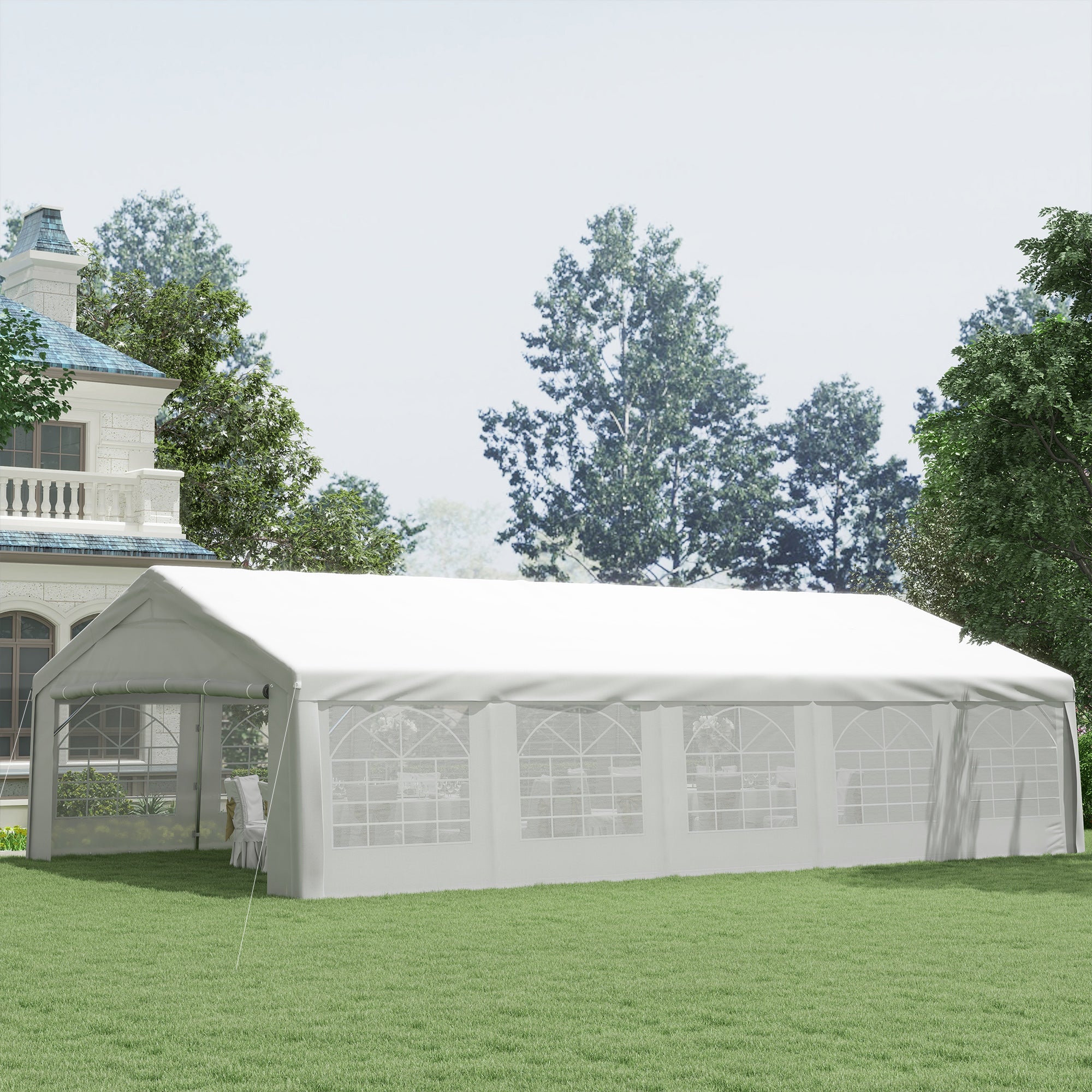 33'x20' Heavy Duty Steel Carport Garage Wedding Party Event Tent Shelter Gazebo Outdoor w/ Sidewalls Canopy Pavilion White Canopy Tents at Gallery Canada