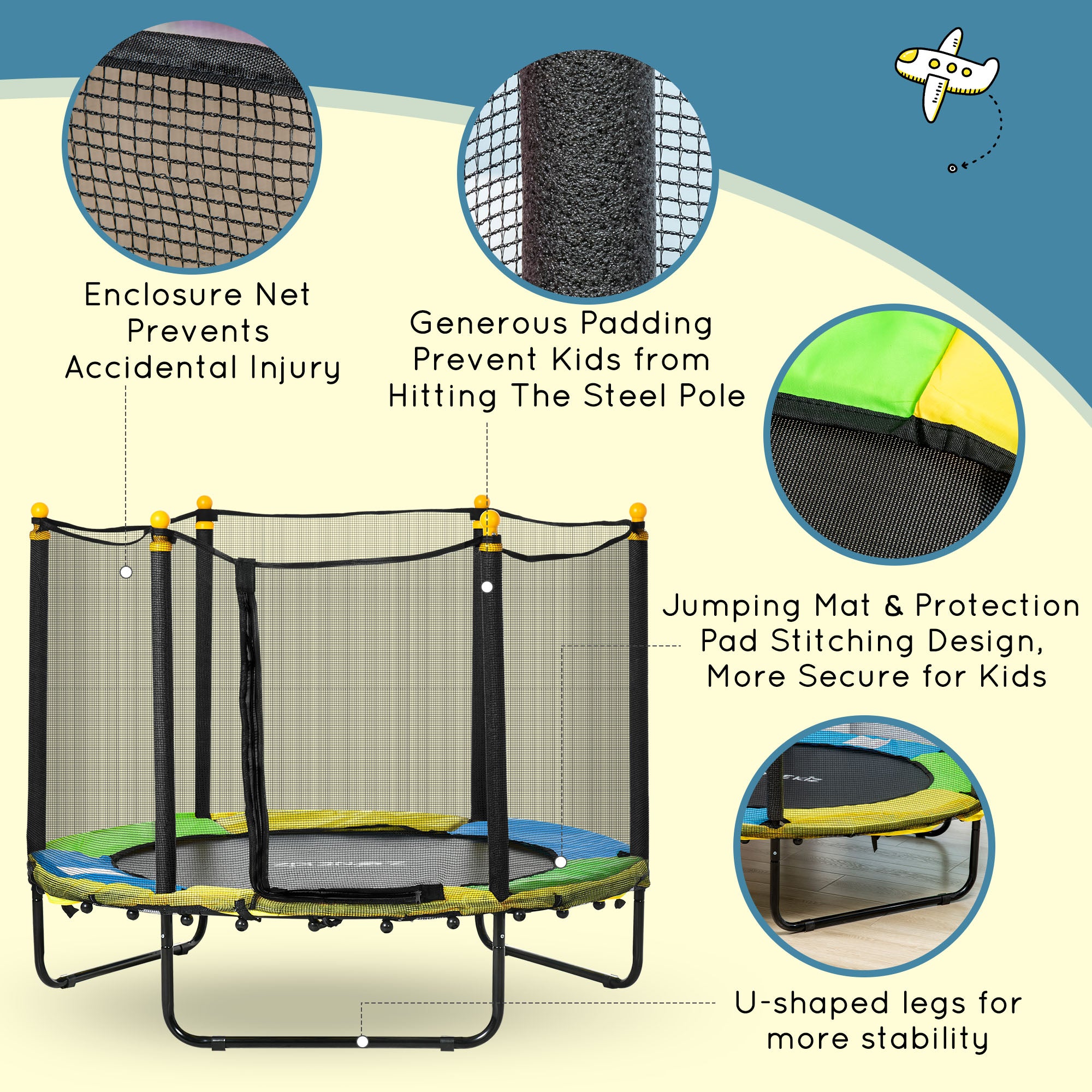 4.6FT Trampoline for Kids with Enclosure Net for Ages 3-10, Indoor Outdoor Use, Black Trampolines at Gallery Canada