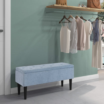 Modern Storage Bench, Ottoman with Storage and Lamb's Wool Upholstery for Living Room, Bedroom, Blue Storage Ottomans & Benches   at Gallery Canada