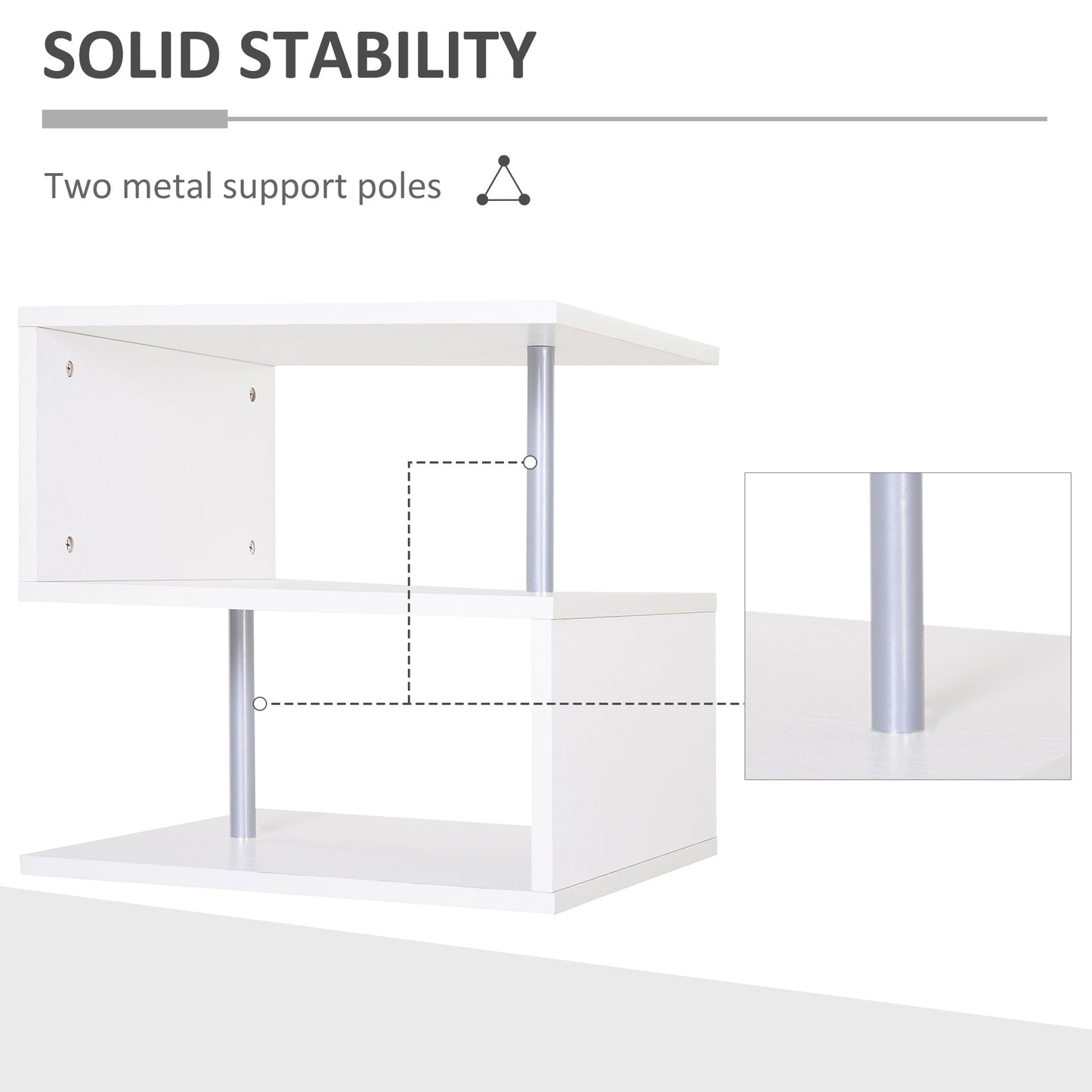 Wooden S Shape End Table 3 Tier Storage Shelves Organizer Living Room Side Table Desk White Side Tables   at Gallery Canada