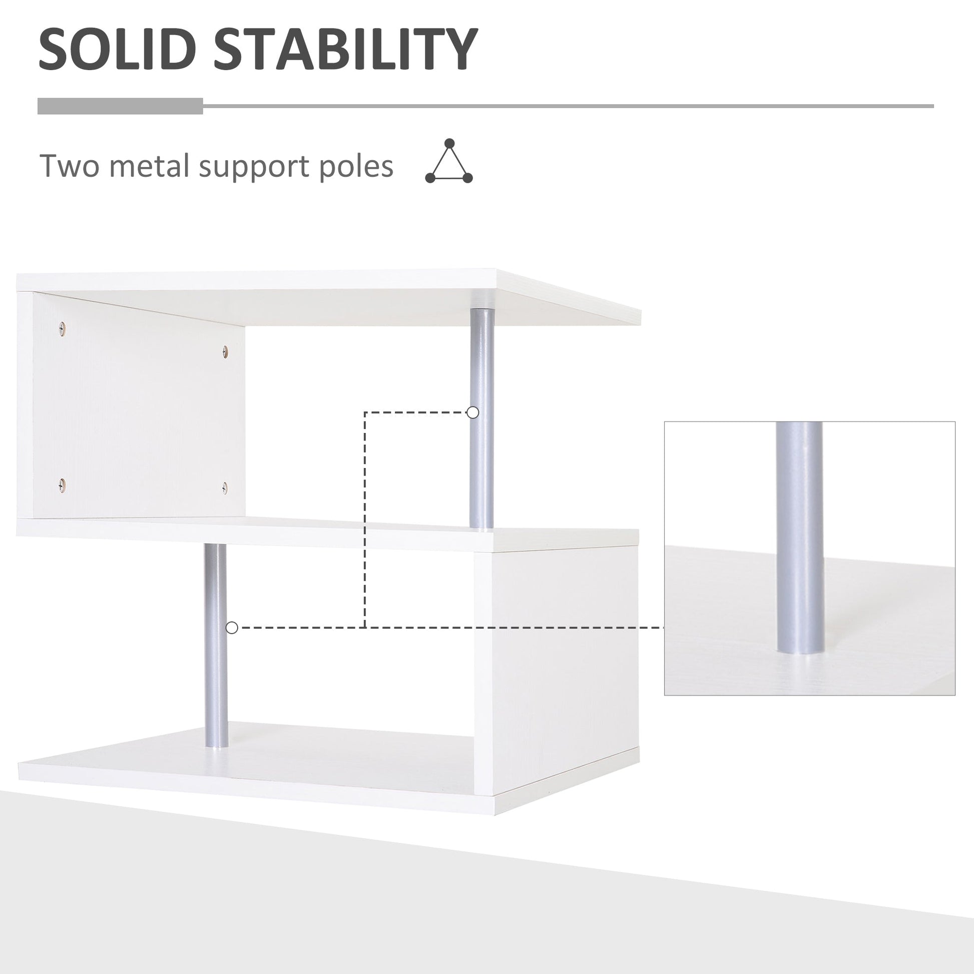 Wooden S Shape End Table 3 Tier Storage Shelves Organizer Living Room Side Table Desk White Side Tables   at Gallery Canada