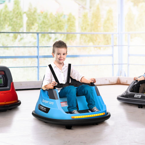 Bumper Car 12V 360° Rotation Electric Car for Kids, with Remote, Safety Belt, Lights, Music, for 1.5-5 Years Old, Blue