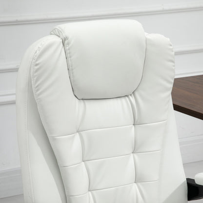 7-Point Vibrating Massage Chair, Reclining Office Chair with Footrest, Reclining Back, Adjustable Height, White Executive & Manager Chairs   at Gallery Canada