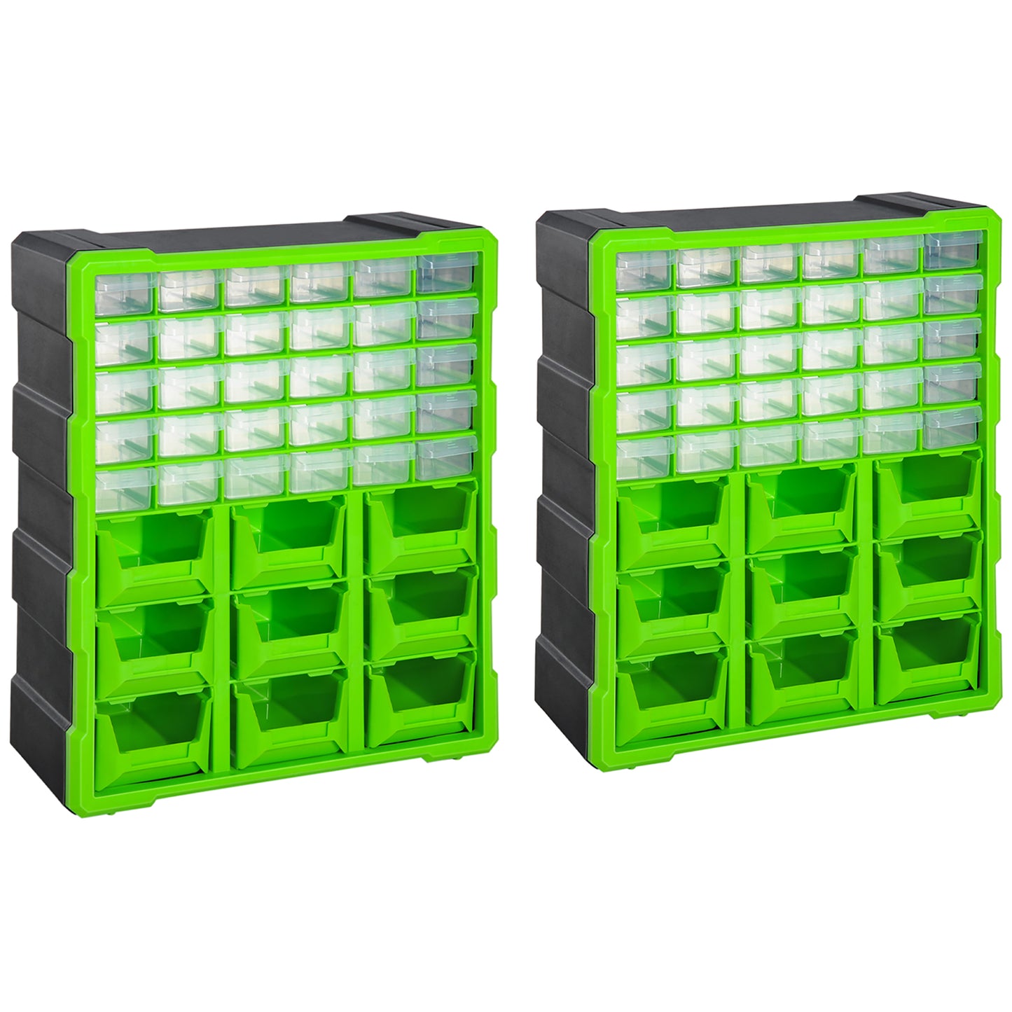 Plastic 39 Drawer Parts Organiser Wall Mount Storage Cabinet for Small Nuts Bolts Tool Set of 2 Green Tool Organizers   at Gallery Canada