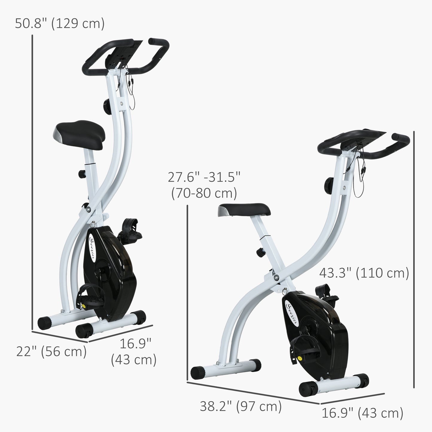 Foldable &; Quiet Exercise Bike with 8-Level Magnetic Resistance, Pulse Sensor, Wheels and LCD Monitor, Black Exercise & Stationary Bikes   at Gallery Canada