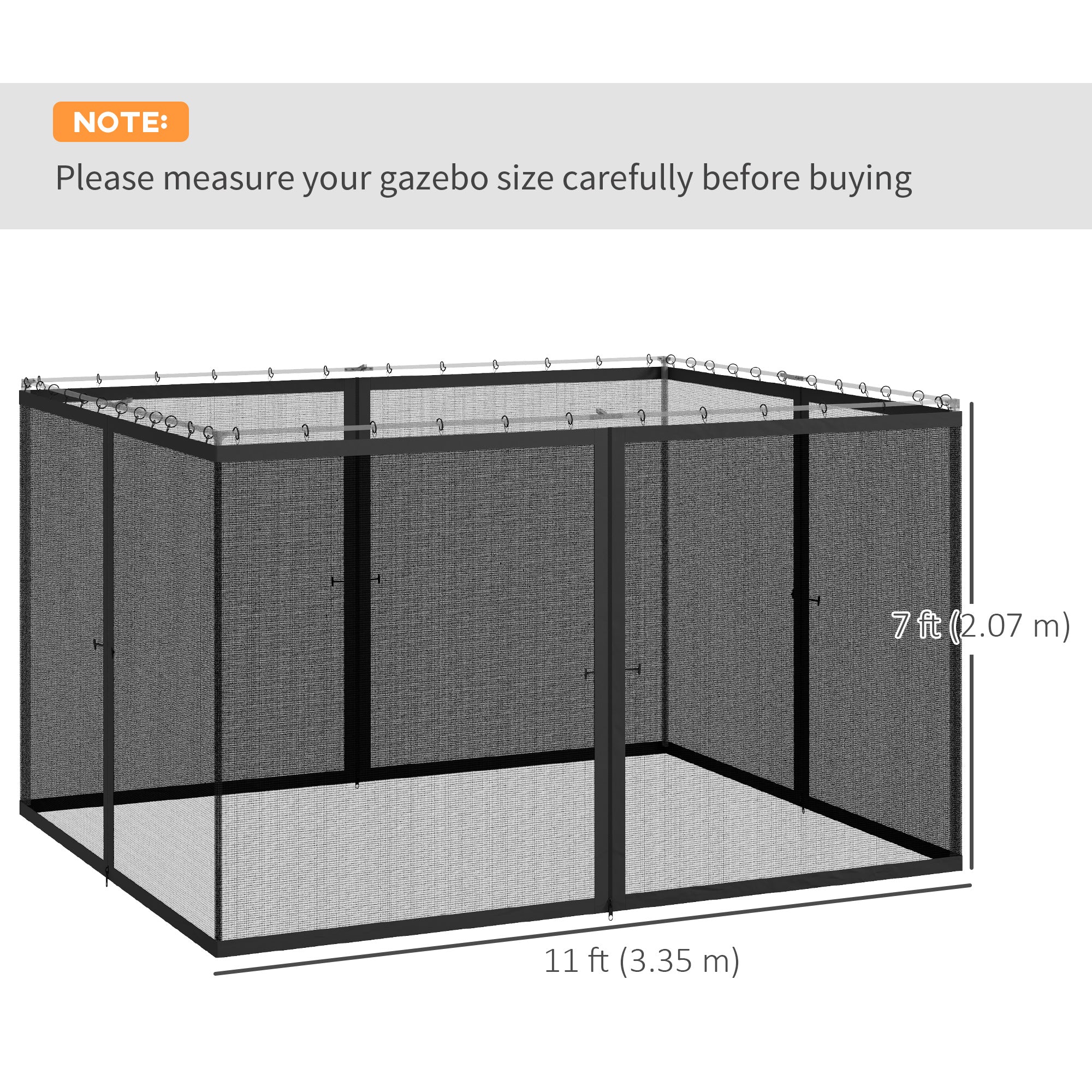 Replacement Mosquito Netting for Gazebo 10' x 12' Black Screen Walls for Canopy with Zippers, Dark Grey Gazebos at Gallery Canada