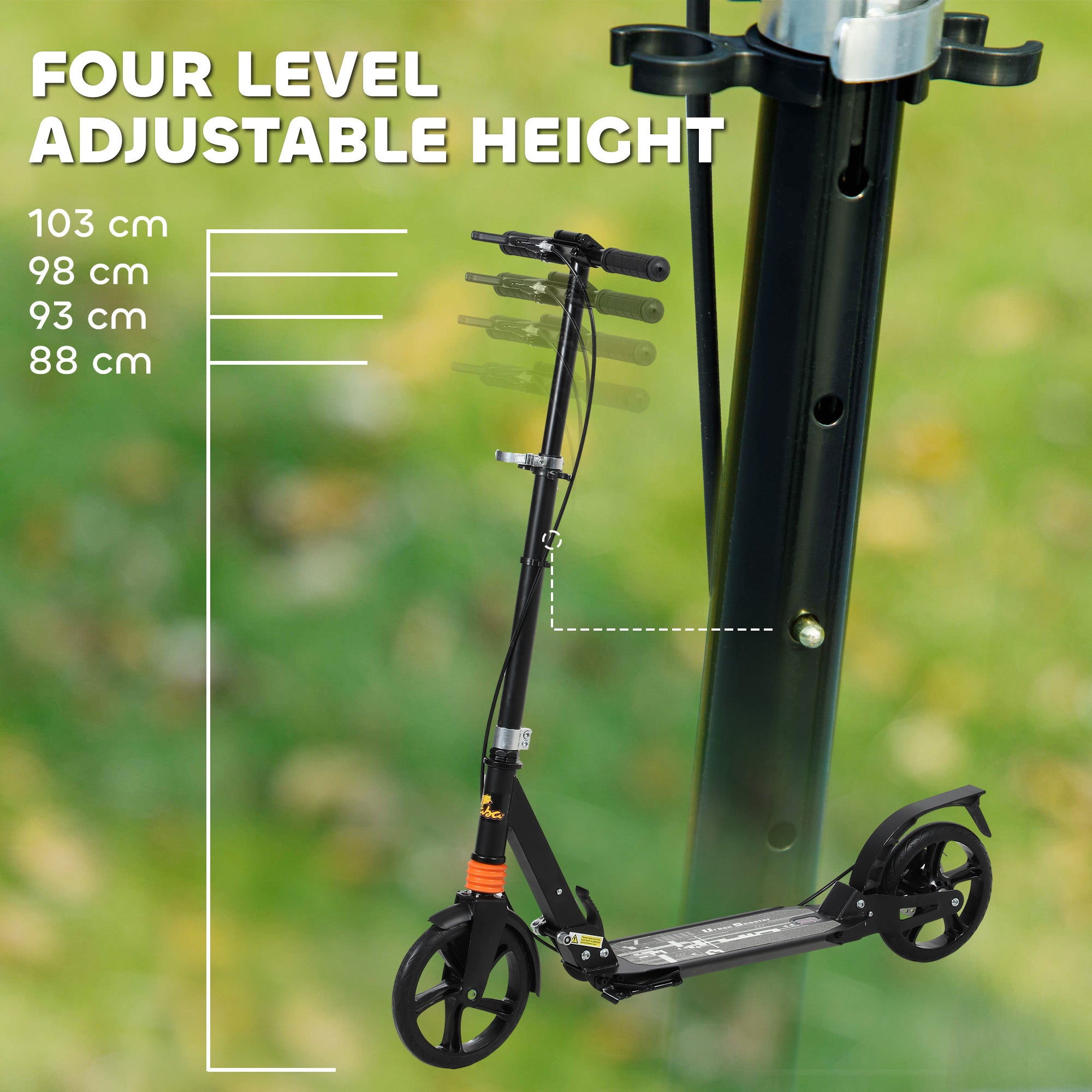 Foldable Kids Scooter with 4 Adjustable Height, Double Brake, Shock Absorption for Ages 6-12, Black Scooters at Gallery Canada
