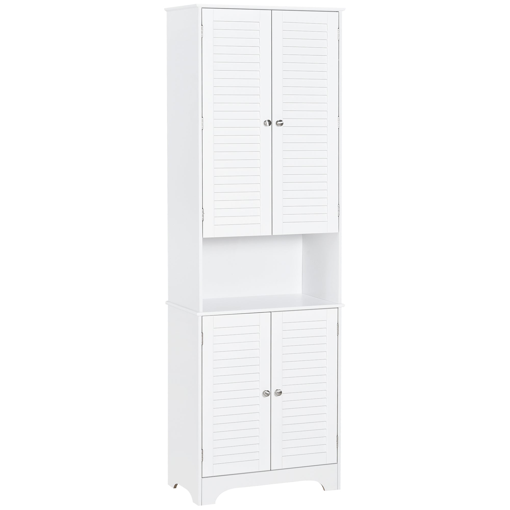 Tall Bathroom Storage Cabinet, Slim Bathroom Cabinet with 4 Shutter Doors and Adjustable Shelves, Toilet Vanity Cabinet, Narrow Organizer, White Bathroom Cabinets White  at Gallery Canada