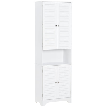 Tall Bathroom Storage Cabinet, Slim Bathroom Cabinet with 4 Shutter Doors and Adjustable Shelves, Toilet Vanity Cabinet, Narrow Organizer, White Bathroom Cabinets White  at Gallery Canada