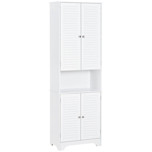 Tall Bathroom Storage Cabinet, Slim Bathroom Cabinet with 4 Shutter Doors and Adjustable Shelves, Toilet Vanity Cabinet, Narrow Organizer, White - Gallery Canada