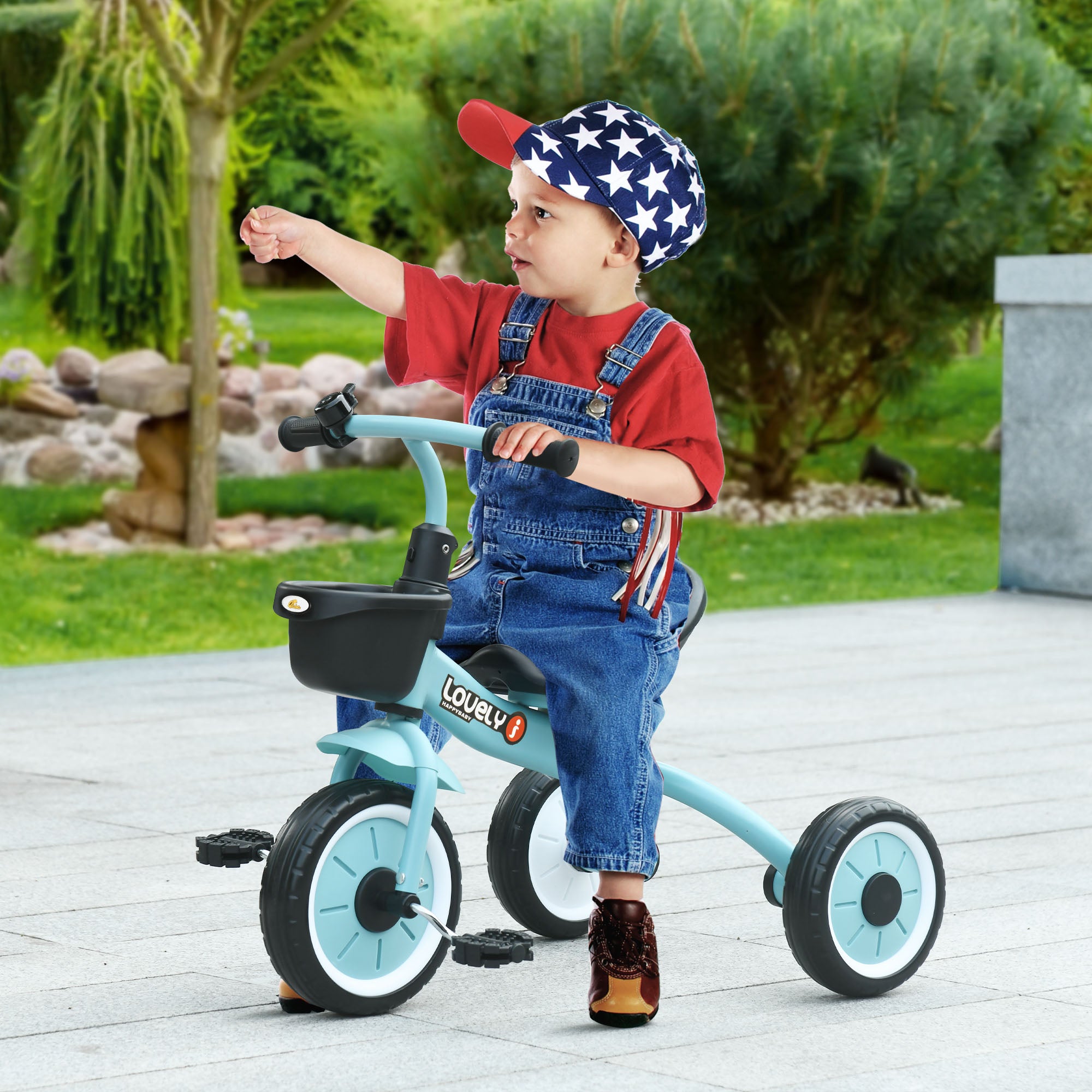 Tricycle for Toddler 2-5 Year Old Girls and Boys, Toddler Bike with Adjustable Seat, Basket, Bell, Blue Tricycles for Kids at Gallery Canada