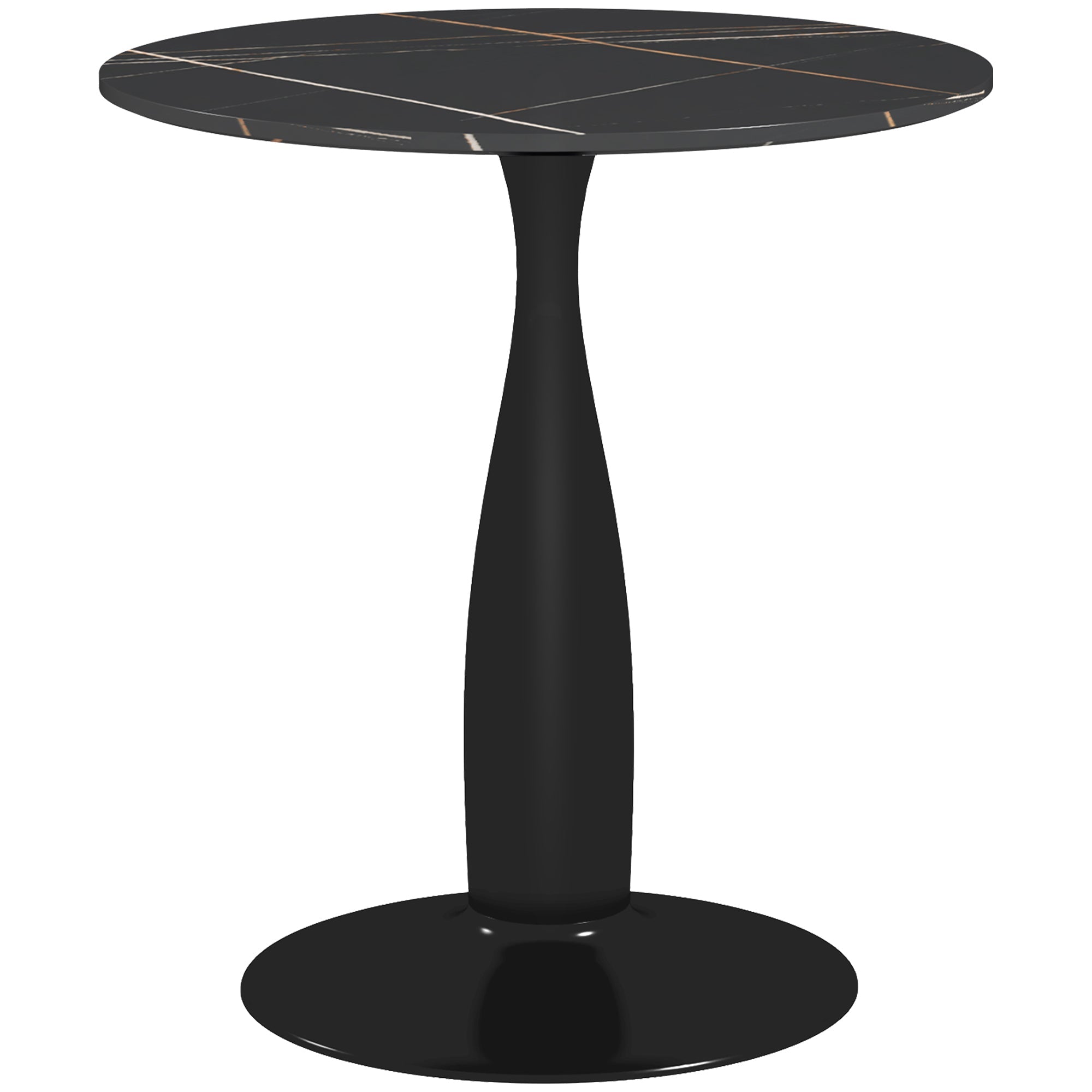 Round Dining Table, Modern Dining Room Table with Faux Marbled Top, Steel Base, Space Saving Small Kitchen Table, Black Bar Tables & Dining Tables Black  at Gallery Canada