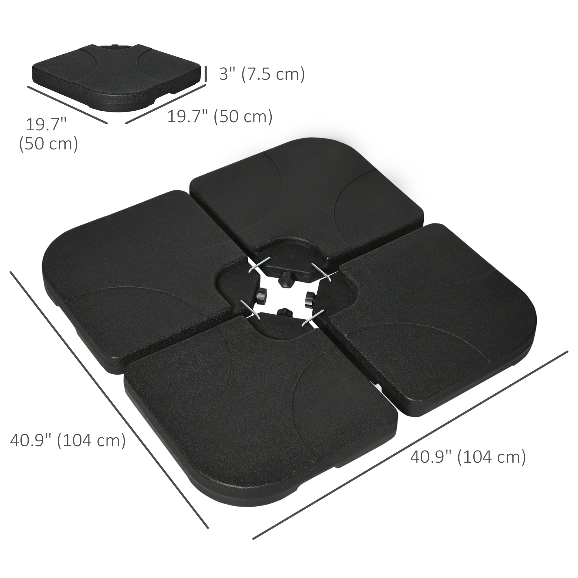 4 Piece Umbrella Base Stand w/ U Locking, 132 lb Capacity Water or 172 lb Capacity Sand, Black Umbrella Bases at Gallery Canada