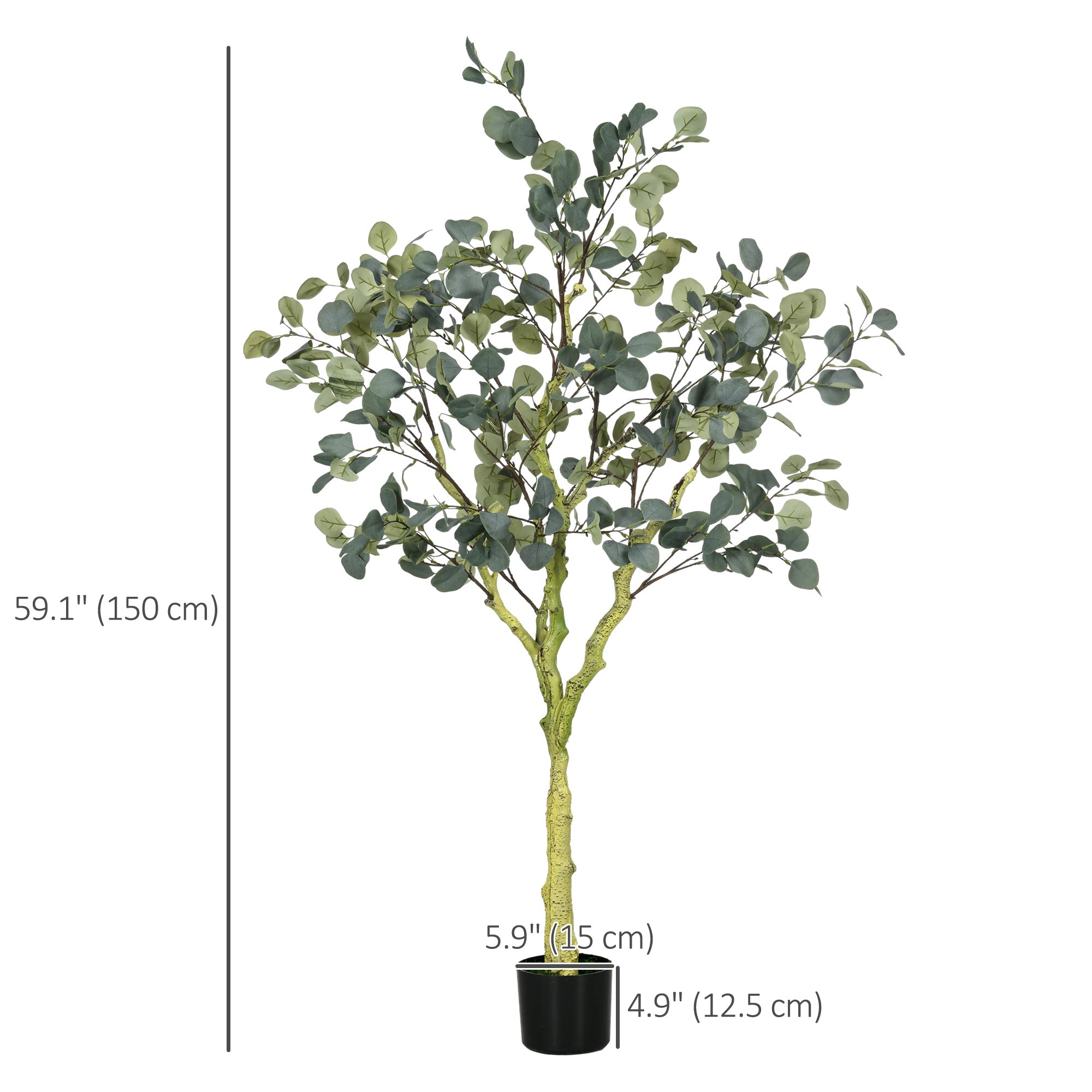 5ft Artificial Tree, Indoor Fake Eucalyptus with White Tender Tips and Pot, for Home, Office, and Living Room Decor Artificial Trees at Gallery Canada