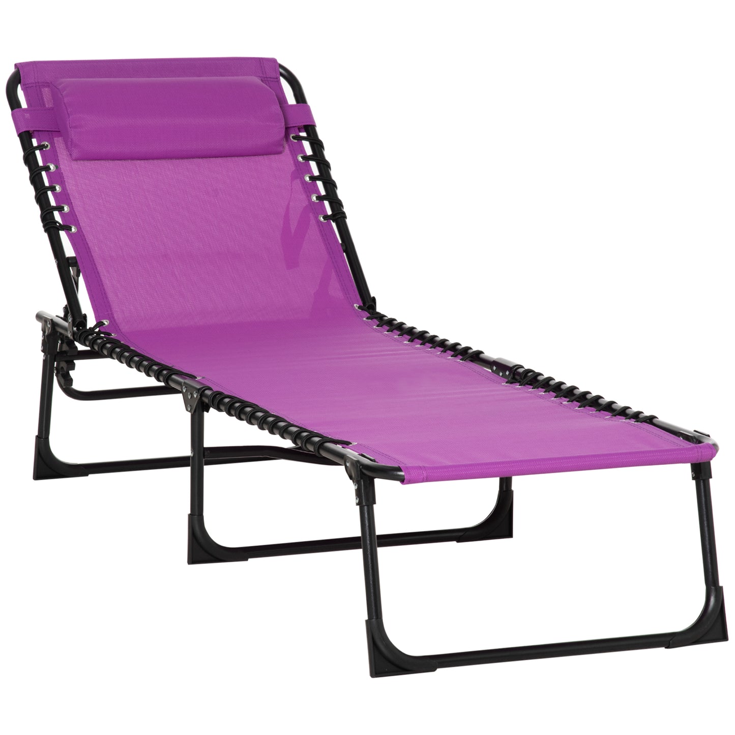 4-Level Adjustable Outdoor Folding Lounge Chair with Headrest, Purple Lounger Chairs   at Gallery Canada