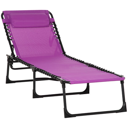 4-Level Adjustable Outdoor Folding Lounge Chair with Headrest, Purple Lounger Chairs   at Gallery Canada