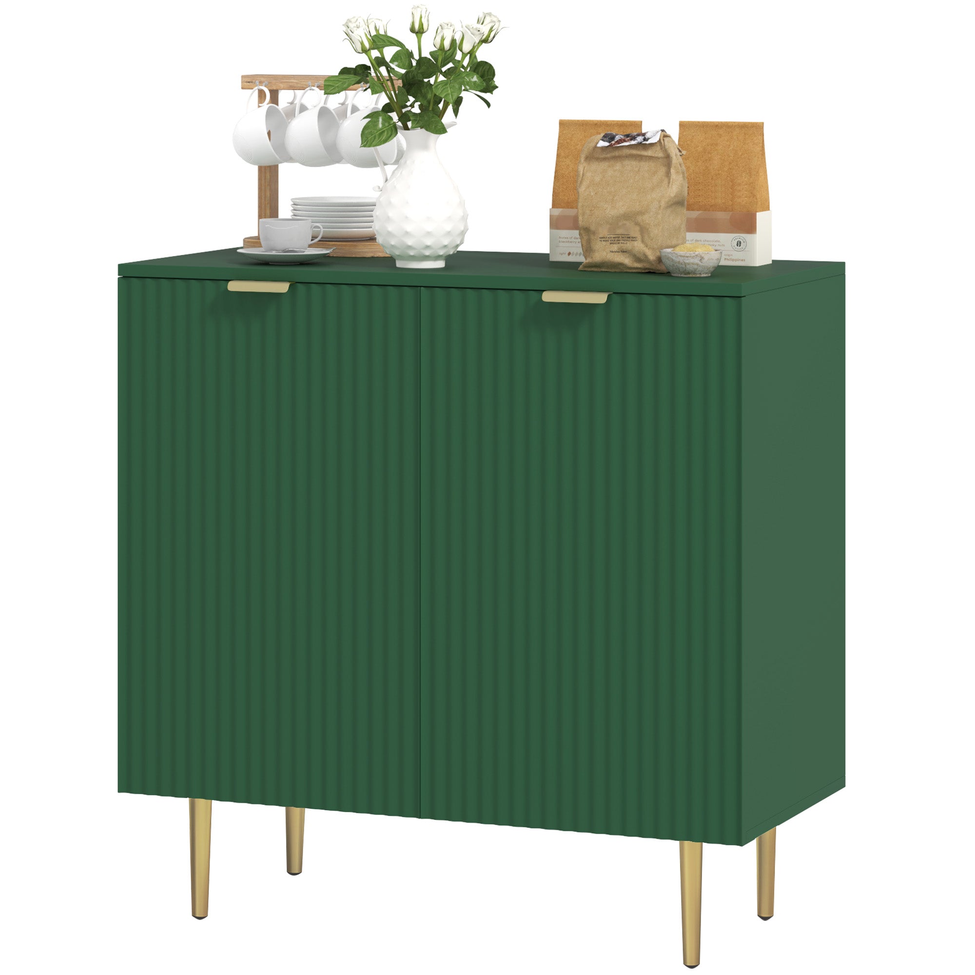 Modern Kitchen Storage Cabinet, Sideboard Buffet Cabinet with Adjustable Shelves and Metal Legs for Kitchen, Green Bar Cabinets   at Gallery Canada