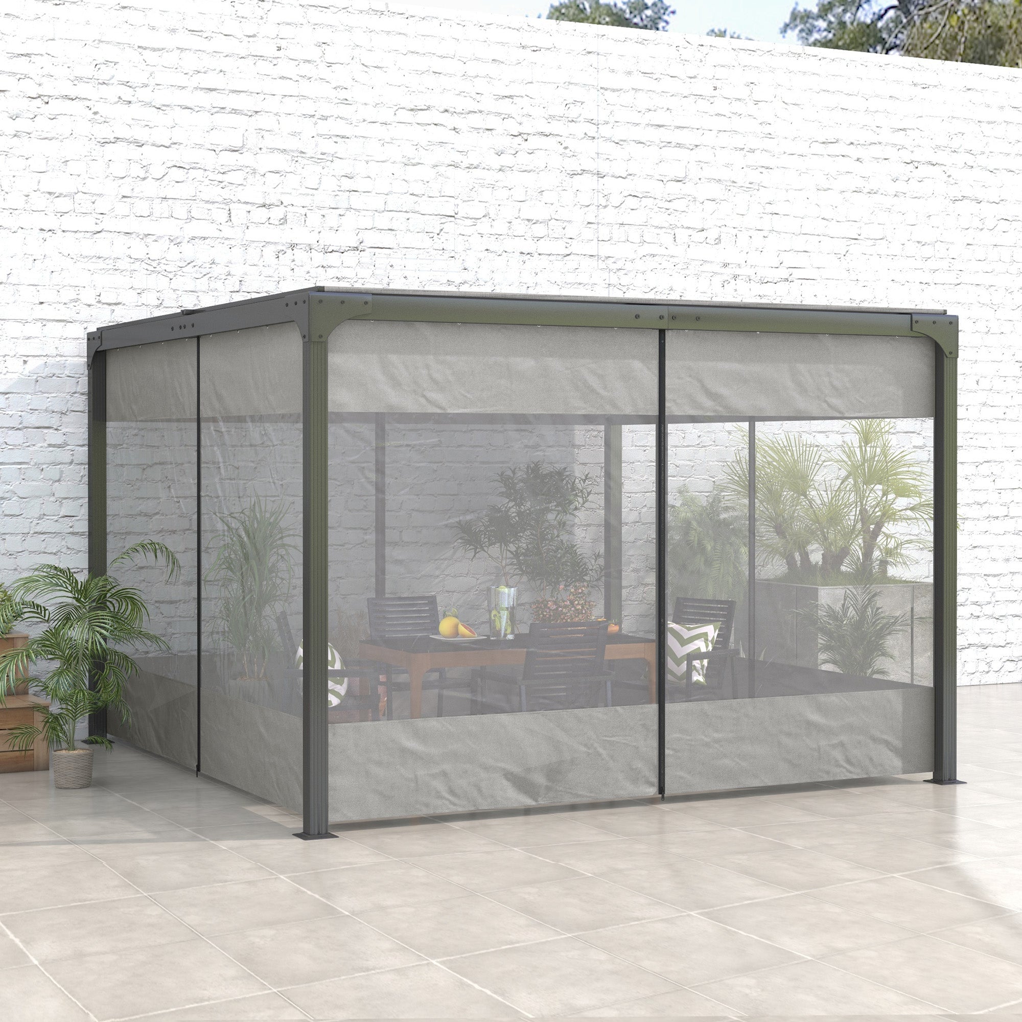Pergola Gazebo Curtains for 10' x 10' Pergola, 4 Pack Side Panels Replacement with Large Windows and Zipped Doors Gazebo Sidewalls at Gallery Canada