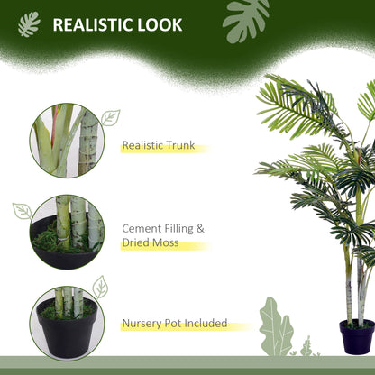 5FT Artificial Palm Tree, Fake Tropical Tree with Lifelike Leaves, Faux Plant in Pot for Indoor and Outdoor Decoration, Green Artificial Trees   at Gallery Canada