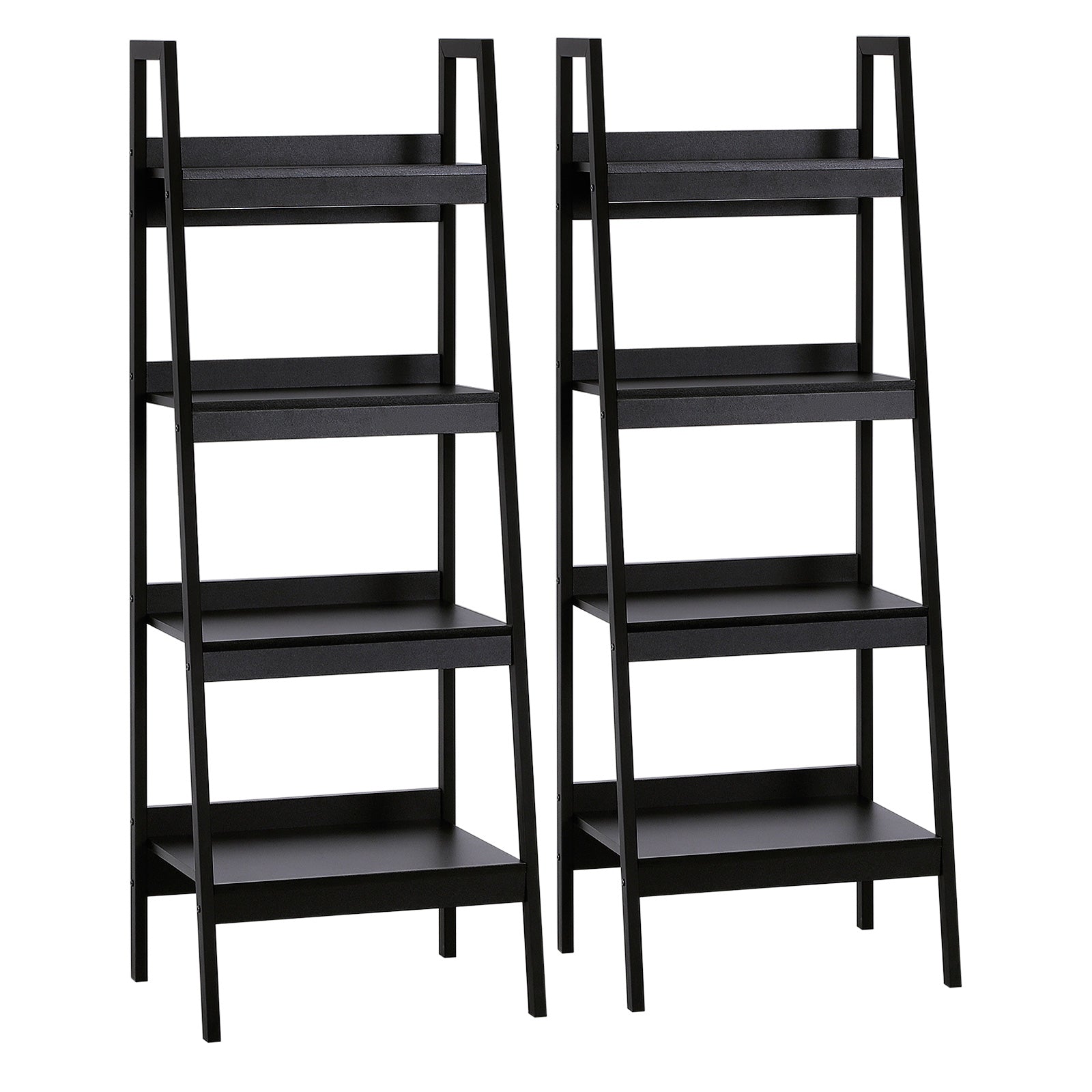 Set of 2, 4 Tier Ladder Shelf Bookcase, Multi-Use Display Rack, Storage Shelving Unit Display Stand, Flower Plant Stand, Home Office Furniture, Black Display Bookshelves Black  at Gallery Canada