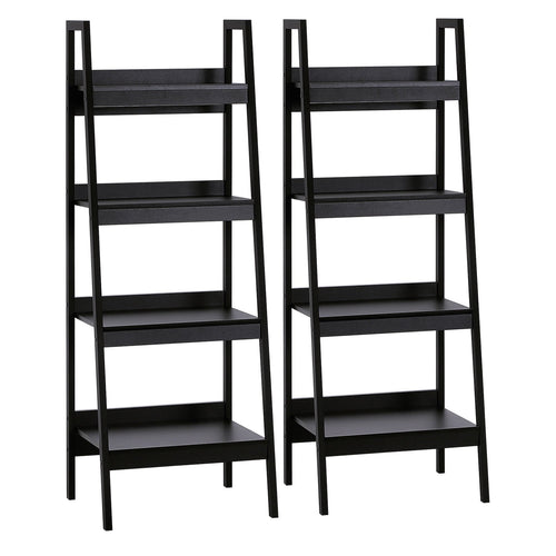 Set of 2, 4 Tier Ladder Shelf Bookcase, Multi-Use Display Rack, Storage Shelving Unit Display Stand, Flower Plant Stand, Home Office Furniture, Black