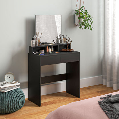 Makeup Vanity Desk with Mirror, for Bedroom, Modern Dressing Table with Drawers, Compartments, Black Dressing & Vanity Tables Black  at Gallery Canada