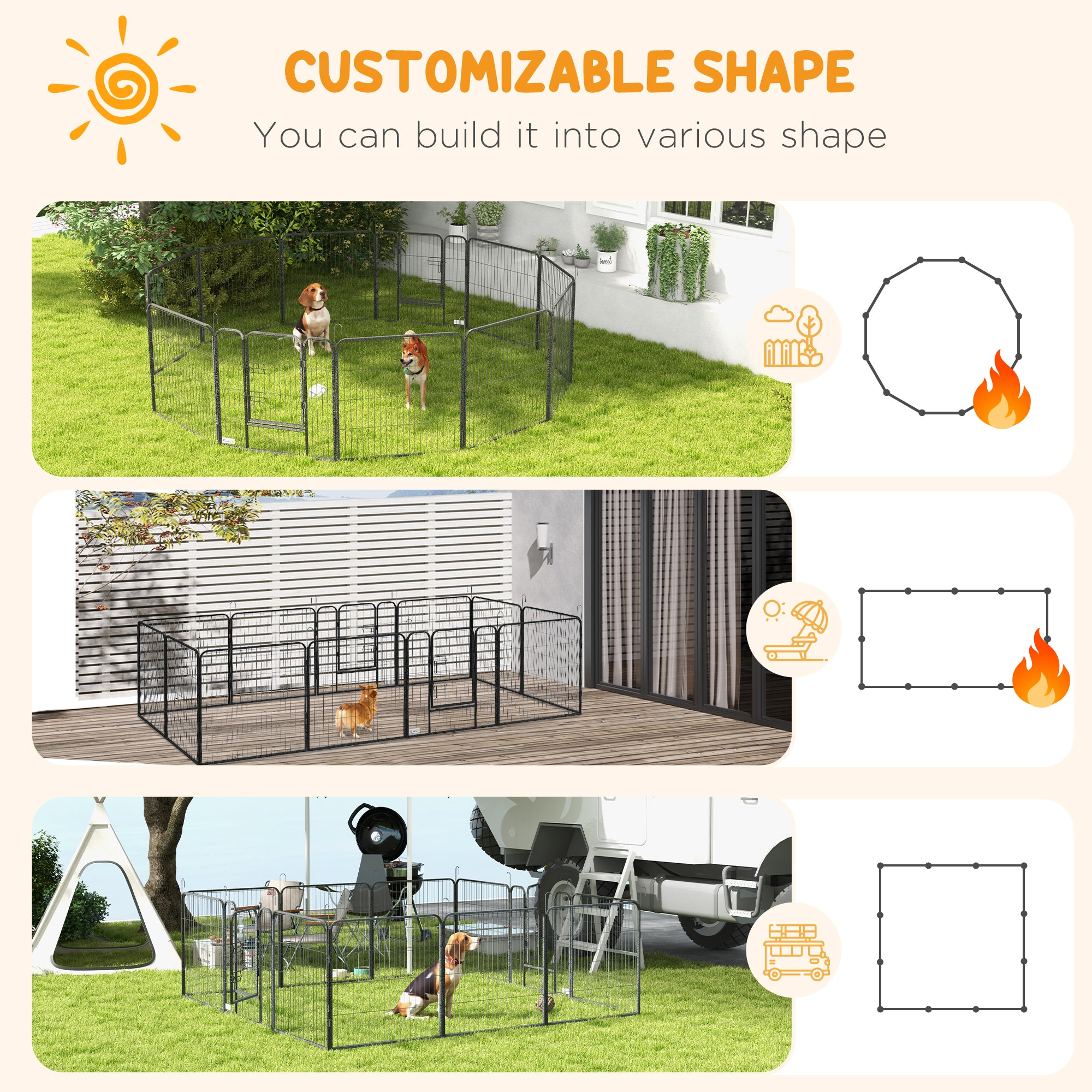 Dog Pen with Gate, 12 Panels Puppy Playpen, Dog Fence, 31.5