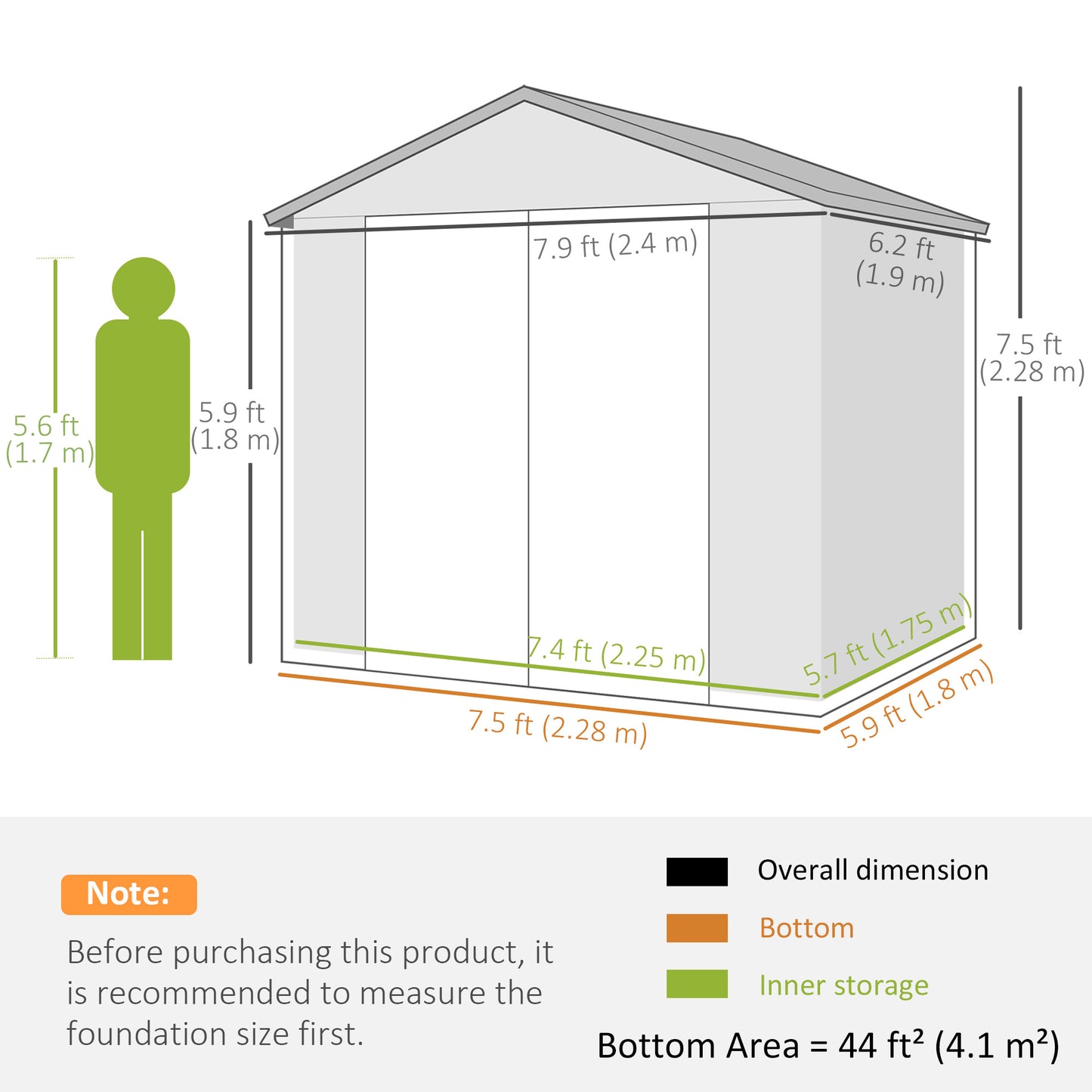 8' x 6' Plastic Garden Storage Shed with Latch Door, Vents, Sloped Roof, Dark Grey Sheds   at Gallery Canada