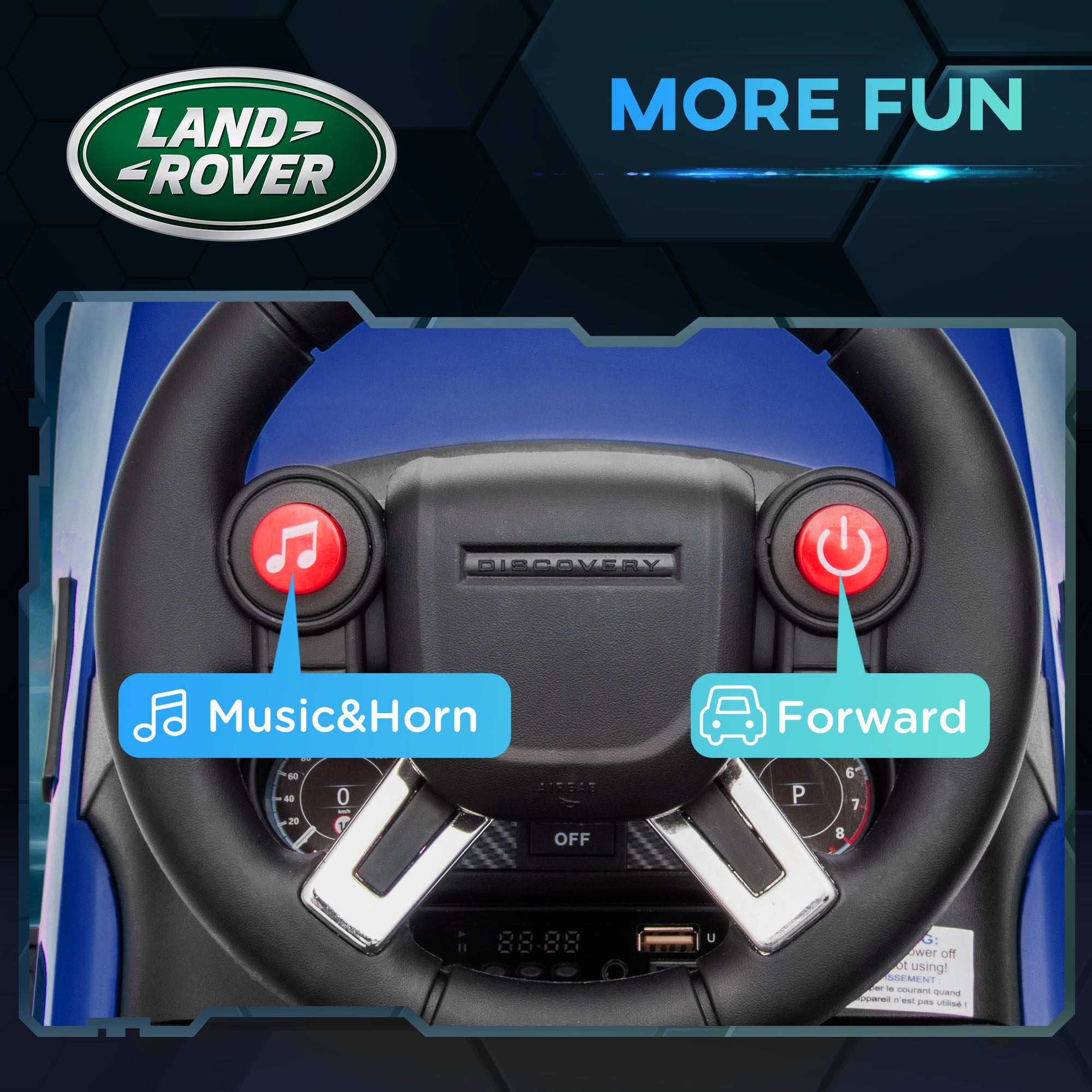 2 in 1 6V Land Rover Licensed Electric Car for Kids, Sliding Car with Music Horn Headlights, for 18-60 Months Blue Electric Toy Cars at Gallery Canada