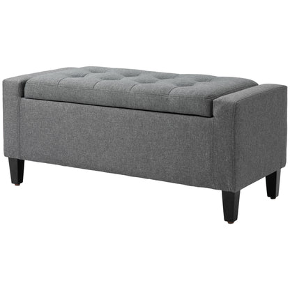 Storage Ottoman Bench, Linen Upholstered Bench with Tufted Design Storage Ottomans & Benches   at Gallery Canada