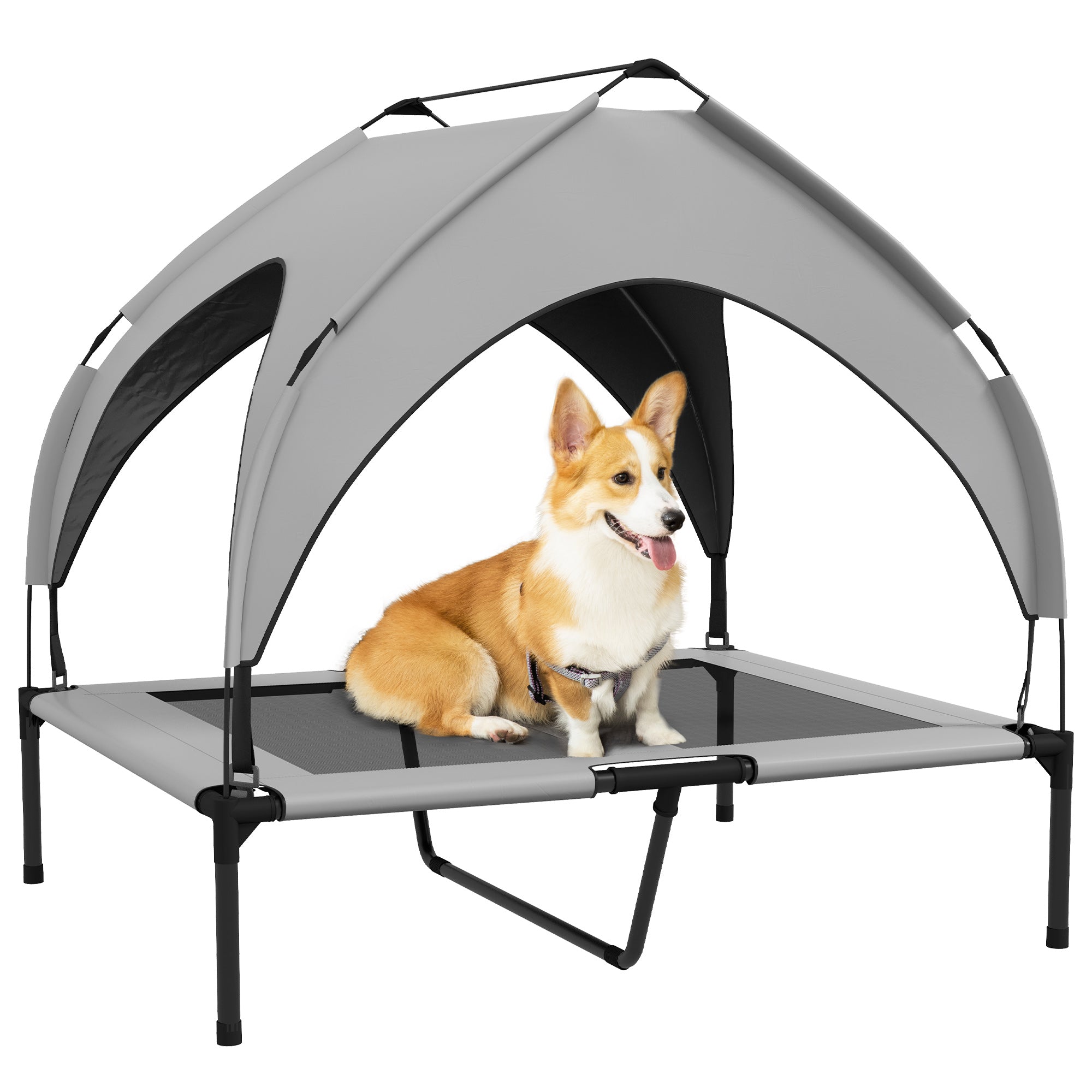 Raised Dog Bed Cooling Dog Cot w/ Canopy Washable Breathable Mesh, for Medium and Large Dogs, Light Grey Elevated Dog Beds at Gallery Canada