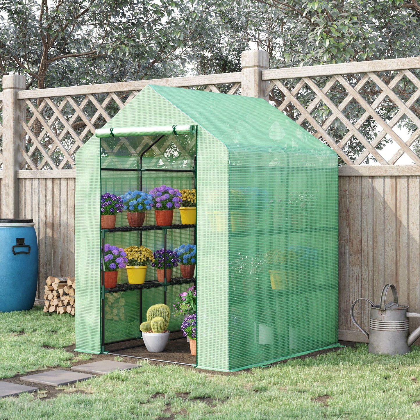 56" x 54" x 74" Walk-in Greenhouse Portable Garden Plant Flower Seed Warm House 8 Shelves Outdoor Plant Growth Hot House PE Cover Green Walk In Greenhouses   at Gallery Canada