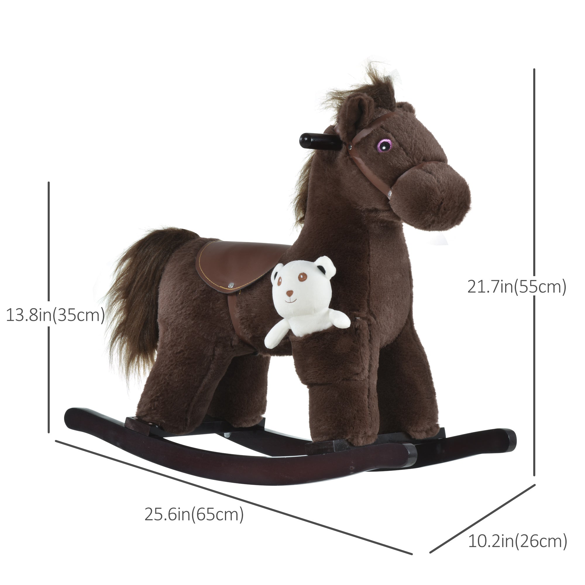Kids Plush Ride-On Rocking Horse with Bear Toy, Children Chair with Soft Plush Toy &; Fun Realistic Sounds, Brown Rocking Horses at Gallery Canada