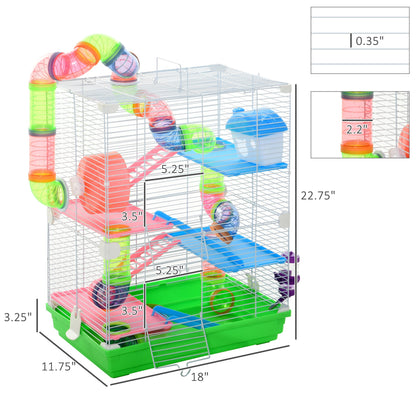 5 Tiers Hamster Cage Portable Animal Travel Carrier Habitat with Exercise Wheels Play Tube Water Bottle Dishes House Ladder for Mice Gerbils Green Hamster Cages   at Gallery Canada