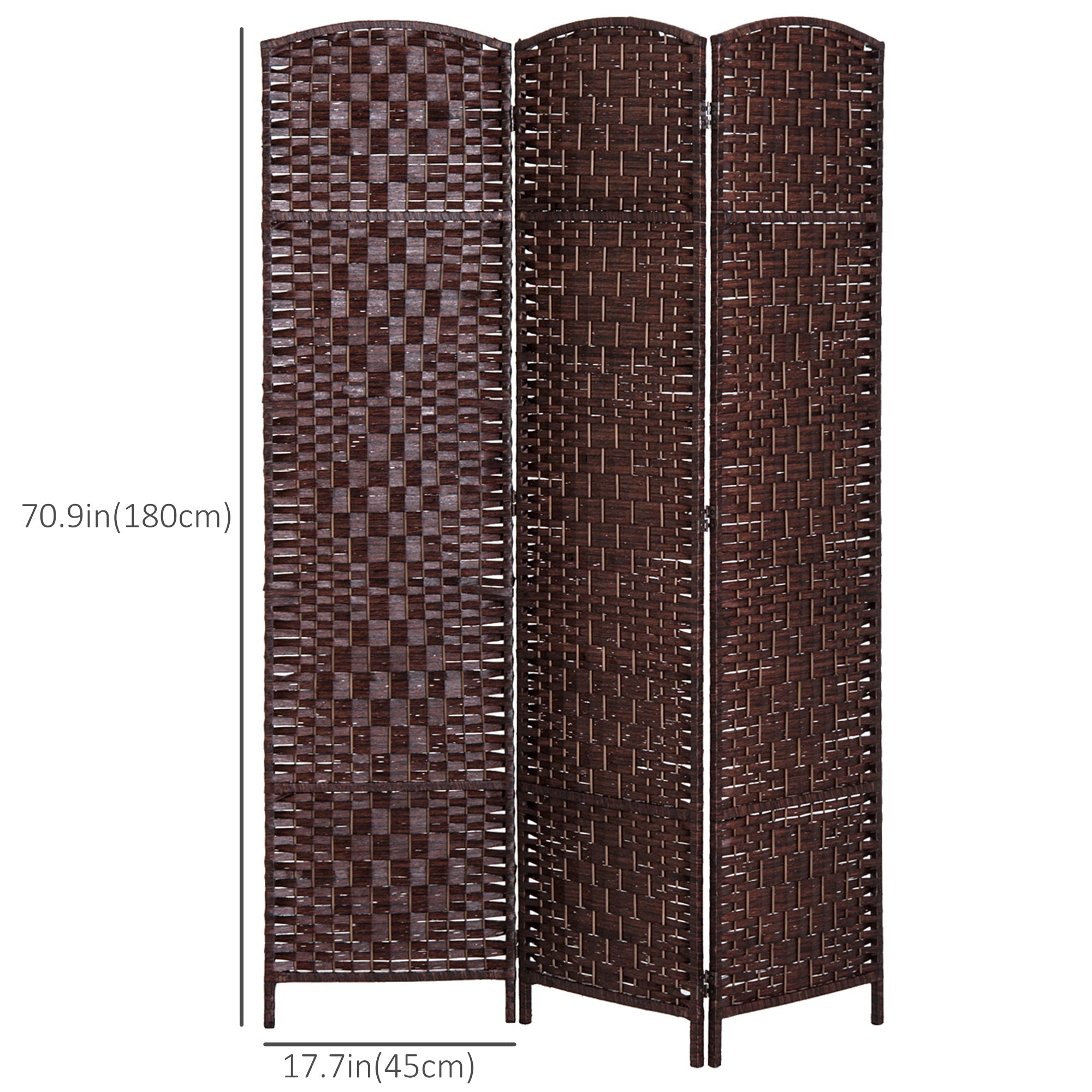 6ft Folding Room Divider, 3 Panel Wall Partition with Wooden Frame for Bedroom, Home Office, Brown Room Dividers   at Gallery Canada