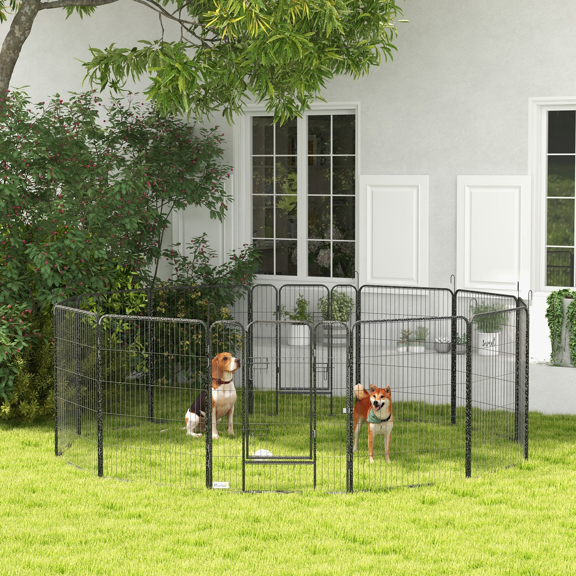 Dog Pen with Gate, 12 Panels Puppy Playpen, Dog Fence, 39